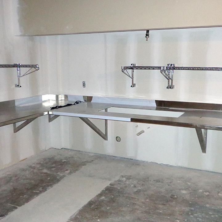 Stainless work area installation