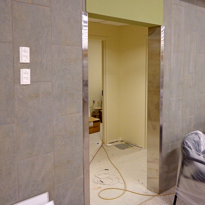 Stainless door frame installation